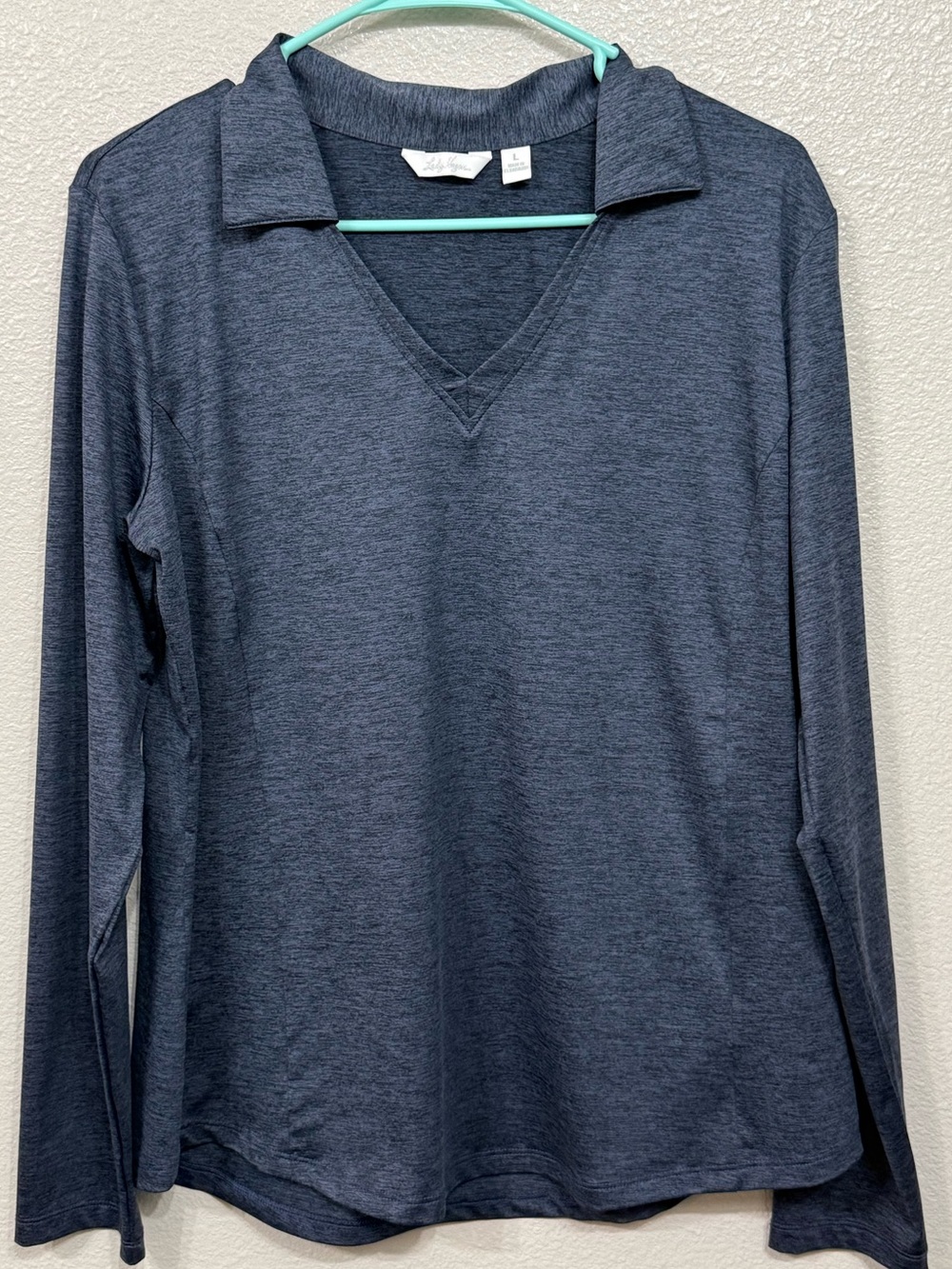 Lady Hagen Dark Gray Long Sleeve V-Neck Performance Top